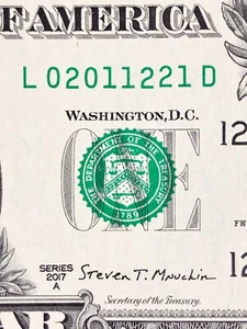 UNC True Trinary February 21, 2011 Birthday $1 Dollar 2017 A Fancy Serial Number - Picture 1 of 3