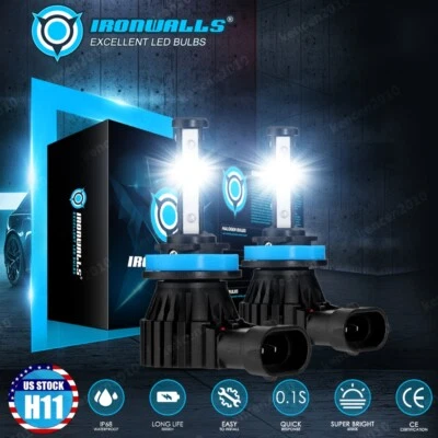 4-Side H9 H11 LED Headlight High Low Beam Bulb Super Bright 6500K White 360000LM - Image 1 of 4