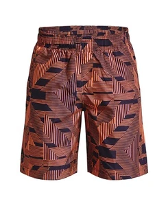 Under Armour Woven Printed Shorts Boys YXL Orange Elastic Waist Pull-On - Picture 1 of 12