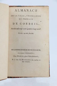 GUIOT Almanach de la ville châtellenie et prévôté de Corbeil : année 1789 EO - Picture 1 of 1