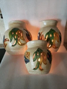 Vtg~3 Mexican Pottery~Terra Cotta~Wall Mount Light Covers/Planters~Cozumel(TS) - Picture 1 of 19