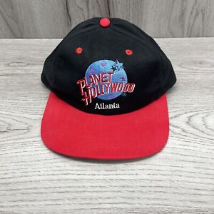 Vintage Planet Hollywood Atlanta Embroidered Snapback Hat Black Red New