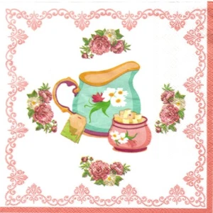 Papierservietten Teezeit und Blumen. Pappservietten Teezeit und Blüten - Bild 1 von 1