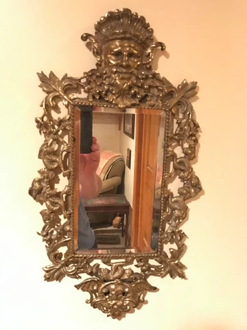 Last Chance Antique Brass Poseidon /  Neptune Mirror Dolphins , Jupiter , Pluto Cover
