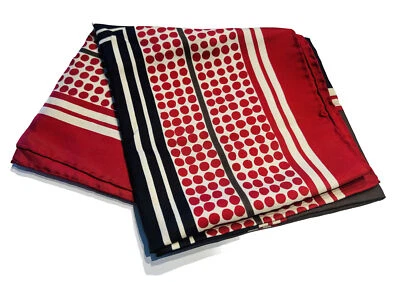 Bufanda geométrica a lunares vintage Givenchy Paris 100 % seda roja negra blanca Foto 1 de 4