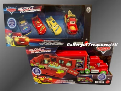 LOTE Disney Pixar Cars Glow Racers Transforming Mack Paquete de 4 Mater Will Rusch Cruz Foto 1 de 4
