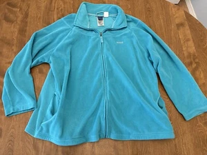 Reebok Zip Up Fleece Womens XXL 2XL Teal Full Zip Up Jacket - Picture 1 of 11