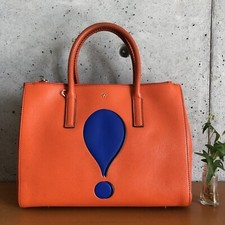 Auth Anya Hindmarch Ebury Small Size Orange ! Quotation mark sticker Leather