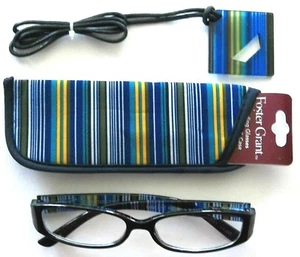 Foster Grant schwarze Lesebrille blau kariert Stiele Schleife kompakte Lesebrille +2,00 - Bild 1 von 5