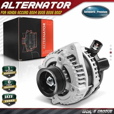 Alternator for Honda Accord 2004 2005 2006 2007 3.0L 130A 12V CW 6-Groove Pulley - Image 1 of 4