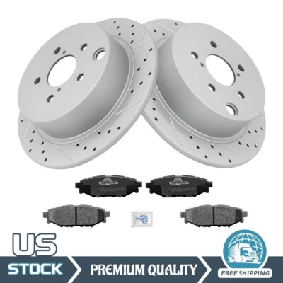 Rotores de freno traseros perforados + pastillas de cerámica para Subaru Impreza Crosstrek 2015-2023 Foto 1 de 4