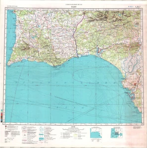 Mapa topográfico militar soviético ruso - Cádiz (España), 1:500 000, ed. 1985 - Imagen 1 de 5