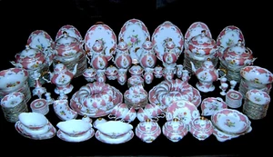 255pc VG GERMAN LINDNER KUEPS HP PORCELAIN #1150 PRINZESS ROSE DINNER SET for 24 - Picture 1 of 12