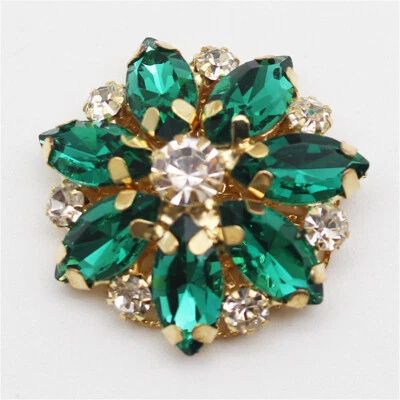 2PCS Flower Rhinestone Flat Buttons Sewing Clothing Decor DIY Craft Accessories - Image 1 of 4