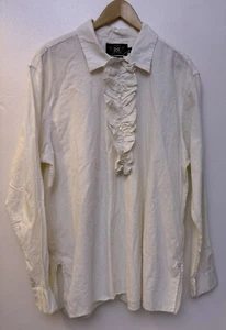 RRL Ralph Lauren Womens Ruffle Pullover  Western Cream/Ivory Shirt Blouse Size L - Picture 1 of 8