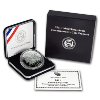 (1) 2011 P US United States Army $1 Commem Proof Silver Dollar Coin w/ Box & COA - Image 1 of 3