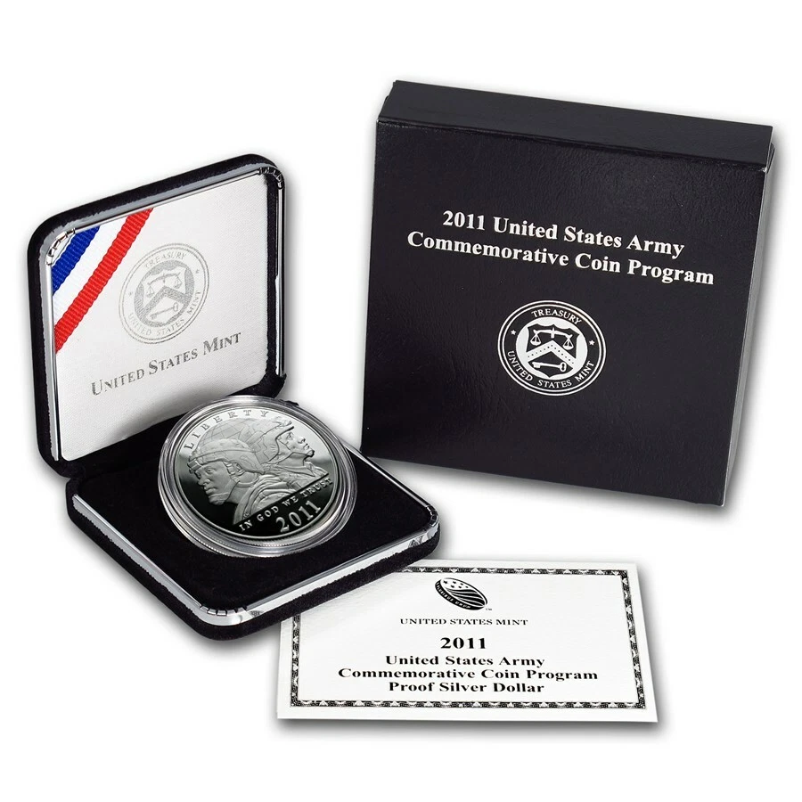 (1) 2011 P US United States Army $1 Commem Proof Silver Dollar Coin w/ Box & COA - Image 1 of 3