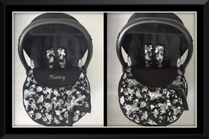 Doona universal vintage floral baby car seat apron chest pads bow personalised