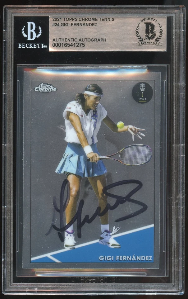 Gigi Fernandez #24 signed autograph 2021 Topps Chrome Tennis Card BAS Slabbed - Image 1 of 1
