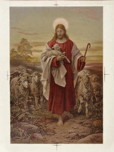 B. PLOCKHORST XRare Vintage um 1900-10er Jesus Christus DER GUTE HIRTE, DER GUTE HIRTE - Bild 1 von 1