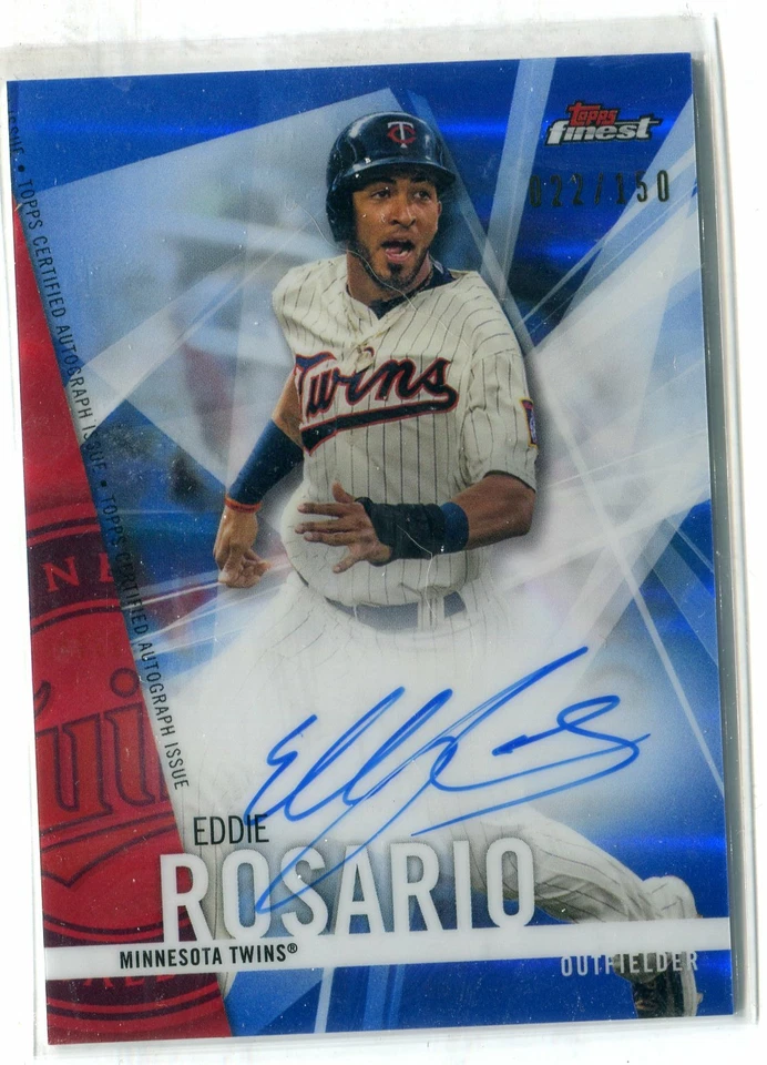 2017 Topps Finest Eddie Rosario BLUE REFRACTOR AUTO RC 22/150 MINNESOTA TWINS - Image 1 of 1