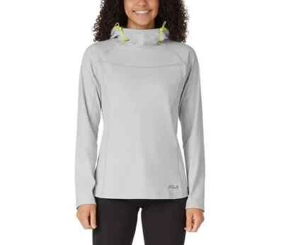 FILA Ladies' Training Hoodie Funnel Neck Gray Size S - Image 1 of 4