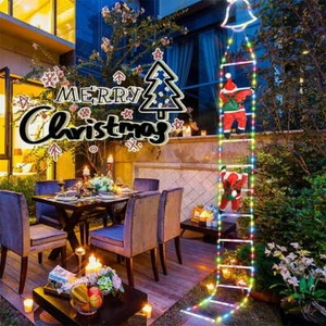 10ft LED Christmas Lights Decorative Ladder with Santa Claus Xmas Decor - Picture 1 of 4