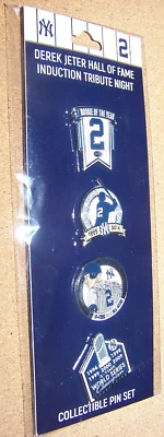 2022 NY Yankees Derek Jeter 4 pin set Hall of Fame Induction New York FREE S&H - Image 1 of 4