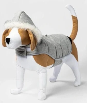 Chaqueta de perro grande chaleco aislante con capucha ribete de piel sintética sudadera con capucha otoño invierno cálido  Foto 1 de 4