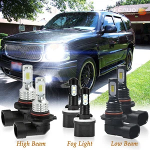 For GMC Yukon 1500 2500 2000-2006 LED Headlight High/Low Beam + Fog Lights Bulbs - Picture 1 of 12
