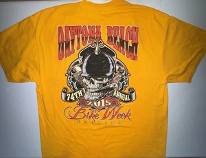 Dayton Beach Bike Week Shirt Men’s 2XL Short Sleeve Yellow 2015 74th Annual - Picture 1 of 6