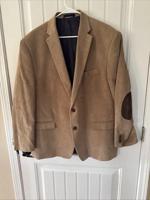Ralph Lauren Chaps Blazer Mens 48 R Tan Corduroy Sport Coat Elbow Patch Preppy - Image 1 of 4