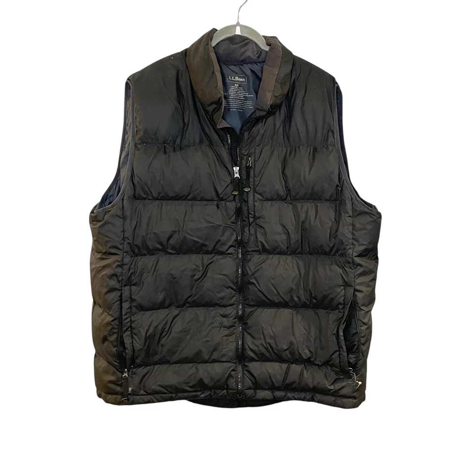 LL Bean Down Vest Men’s XXL Tall Black Zip Up Sleeveless Puffer OFKG1 *FLAW* - Image 1 of 4