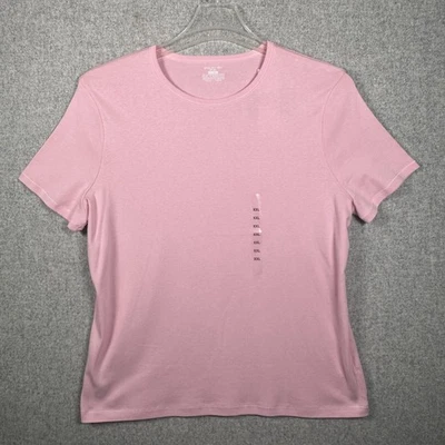 NWT Jones New York Sport XXL Women Top Pink Tee Short Sleeve Basic Solid Cotton - Image 1 of 4