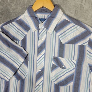 Camisa Wrangler Western De Colección Para Hombres Grande Alta Perla A Presión Rayas Rodeo Años 90 - Imagen 1 de 9
