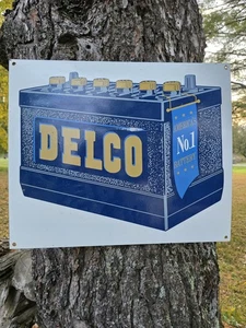 VINTAGE DELCO AMERICA'S NO. 1 BATTERY PORCELAIN SIGN 24"x20" - Picture 1 of 6