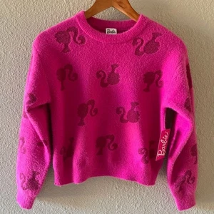 Neu mit Etikett Barbie Jugend Mädchen XL (14-16) rosa metallic flauschiger Plüschpullover Fanbekleidung - Bild 1 von 12