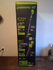 Greenworks Brushless 60V 16" String Trimmer & 630 CFM 170 MPH Blower Combo Kit - Picture 1 of 8