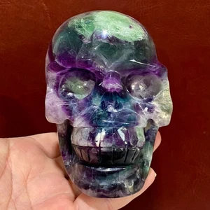 Rainbow Fluorite Skull - Purple Green Blue Carving - 2.86LB - Picture 1 of 15