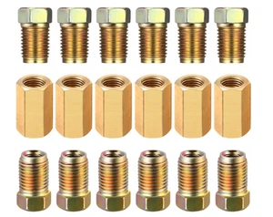 3/16"  Brake Line Fittings & brass Unions 3/8-24 thread 18 Piece - Picture 1 of 5