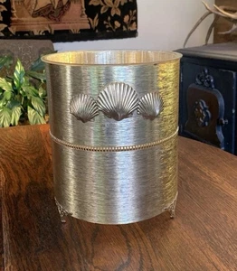 De colección Hollywood Regency Oro Ormulo Patas Papelera Bote Conchas y Forro - Imagen 1 de 23