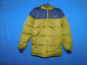Lands End XL 14 16 Boys Green Blue Fleece Lined Coat Kids Parka Hood Winter Zip - Picture 1 of 9