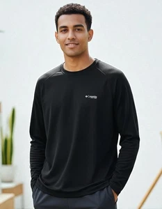 NWOT Columbia PFG Polyester Men's Crew Neck Long Sleeves Shirt - Black - XL - Picture 1 of 7