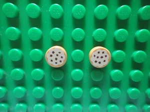 Lego 2 mittlere dunkle Fleisch 1x1 runde Fliese bedruckt Keks NEU - Bild 1 von 1