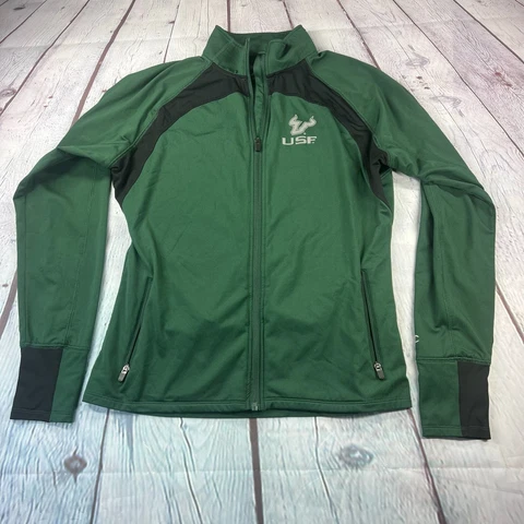 USF CHampion Womens Green Long Sleeve Zip Up Sz XL Cover