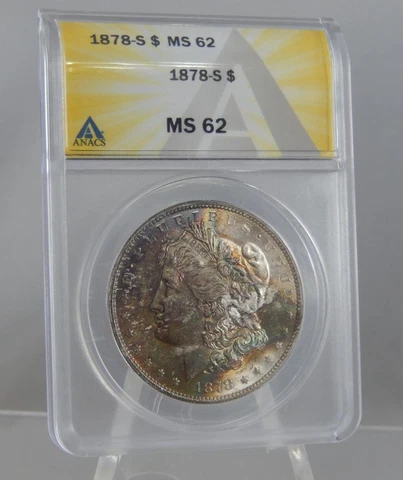 1878-S $1 Morgan Silver Dollar S$1 ANACS MS 62 Beautiful Original Toning SL081 Cover