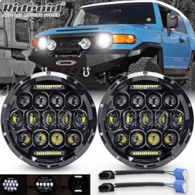 Par de faros LED redondos de 7 pulgadas DRL de haz alto/bajo DRL para FJ Cruiser 2007-2014 Foto 1 de 4