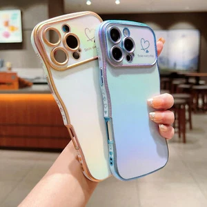 For iPhone 16 Pro Max 15 14 13 12 11 Colorful Wave Frame Case with Love Heart - Picture 1 of 12