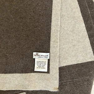 Authentic PETER MILLAR CROWN Brown ENGLISH RIB KNIT 100% CASHMERE Long Scarf - Picture 1 of 4