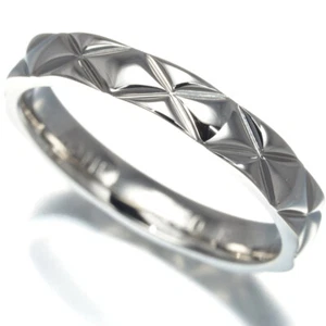 Auth CHANEL Ring Matelasse Medium EU54 950 Platinum - Picture 1 of 4